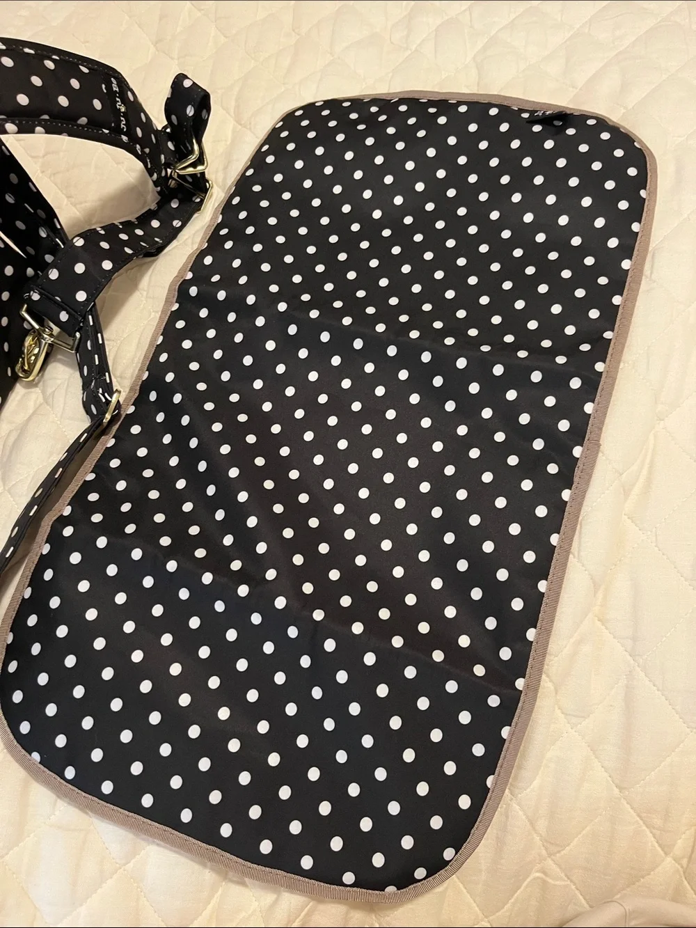JuJuBe BFF Duchess - Polka Dot Black Baby Diaper Bag with Gold Accents